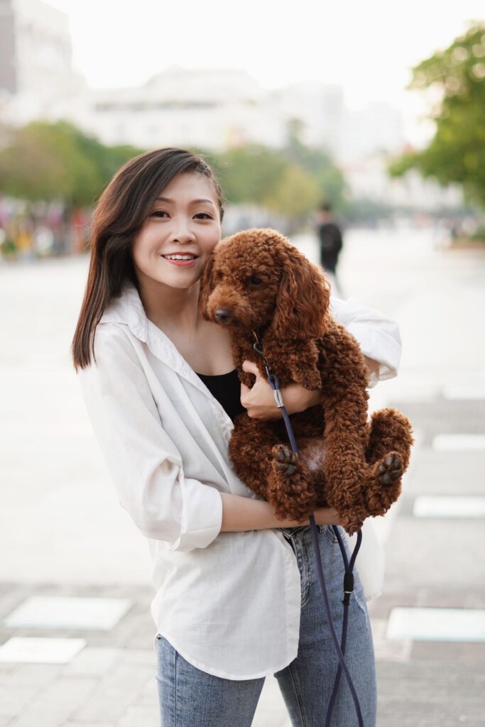 female with dog